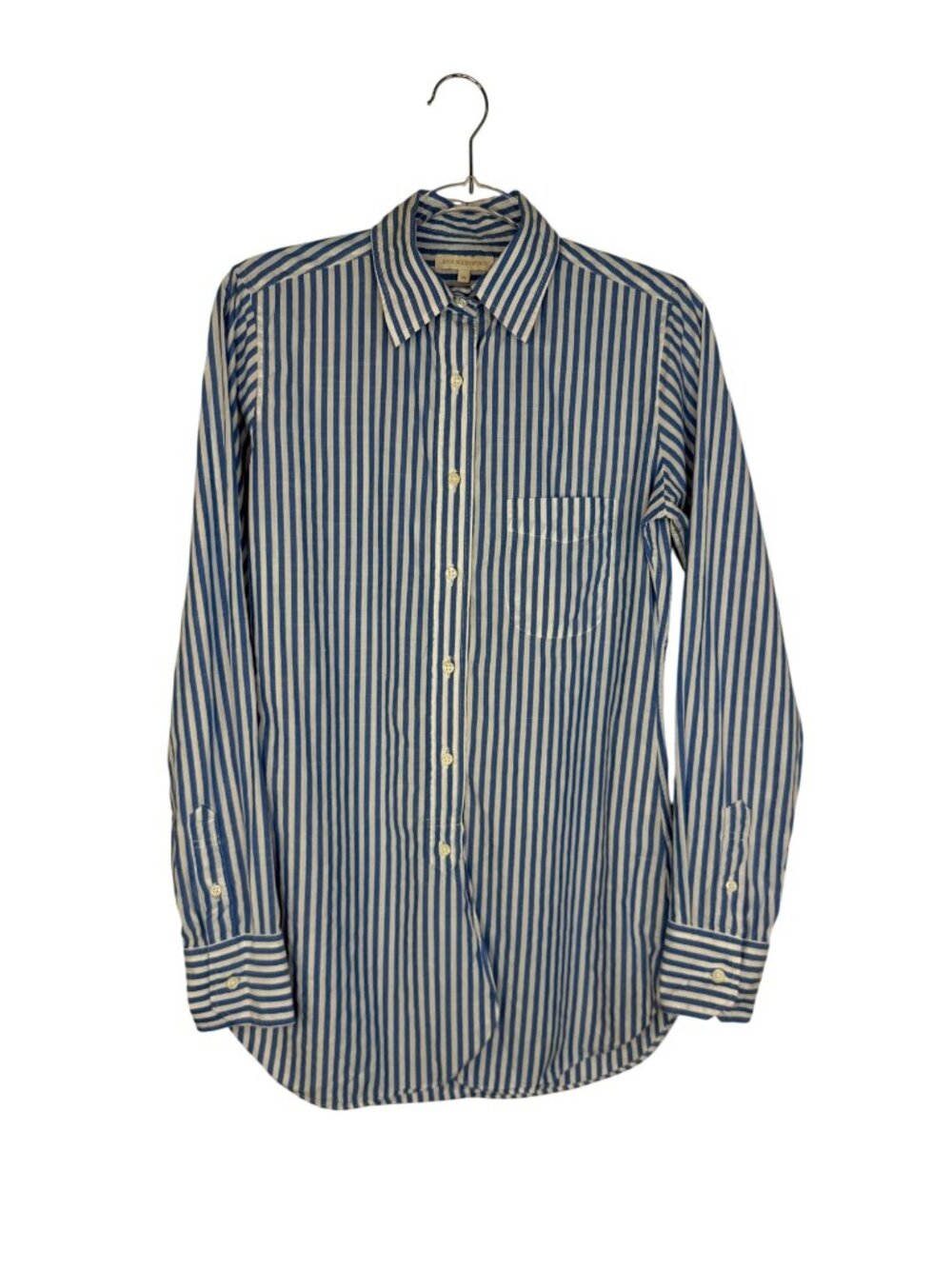 Ann Mashburn The Boyfriend Shirt Tunic Top Blouse Blue & White Stripe X-Small